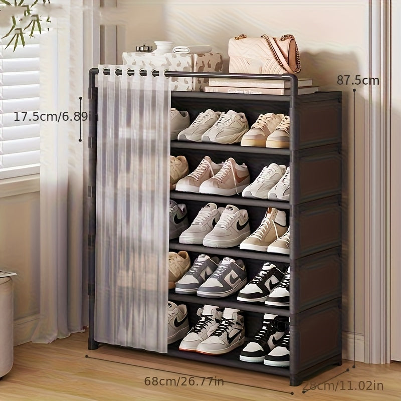 1 Set - Dustproof Foldable Shoe Display Rack with Non-Slip Base, Easy to Clean, Multi-Layer Storage Shelf for Shoes and Accessories