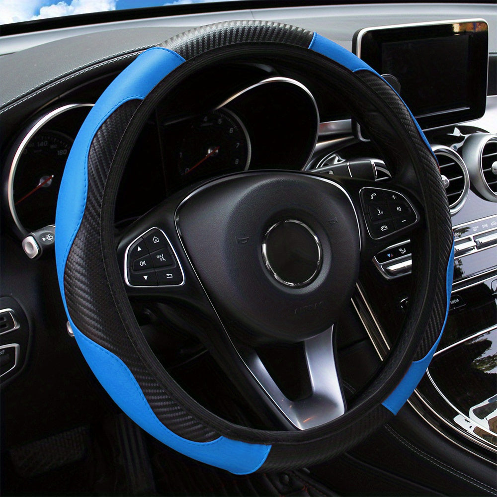 No Inner Ring Car Steering Wheel, Set Carbon Fiber PU Leather Wear-resistant Non-slip 37.01-38.0cm Car Accessories