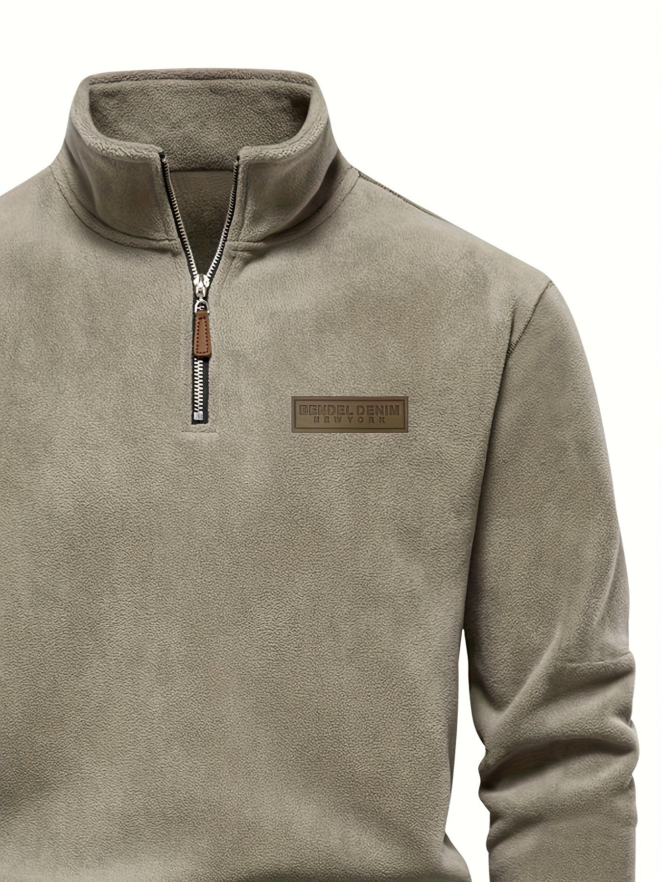 Men's Thermal Half-Zip Sweater Jacket with Round Neck & Collar - Winter Warm Full-Zip-like Zipper (Half-Zip) Closure, Machine Washable Casual Coat for Office & Outdoor, Dark Blue/Burgundy Label-Compatible (No Bulk Layering Ne