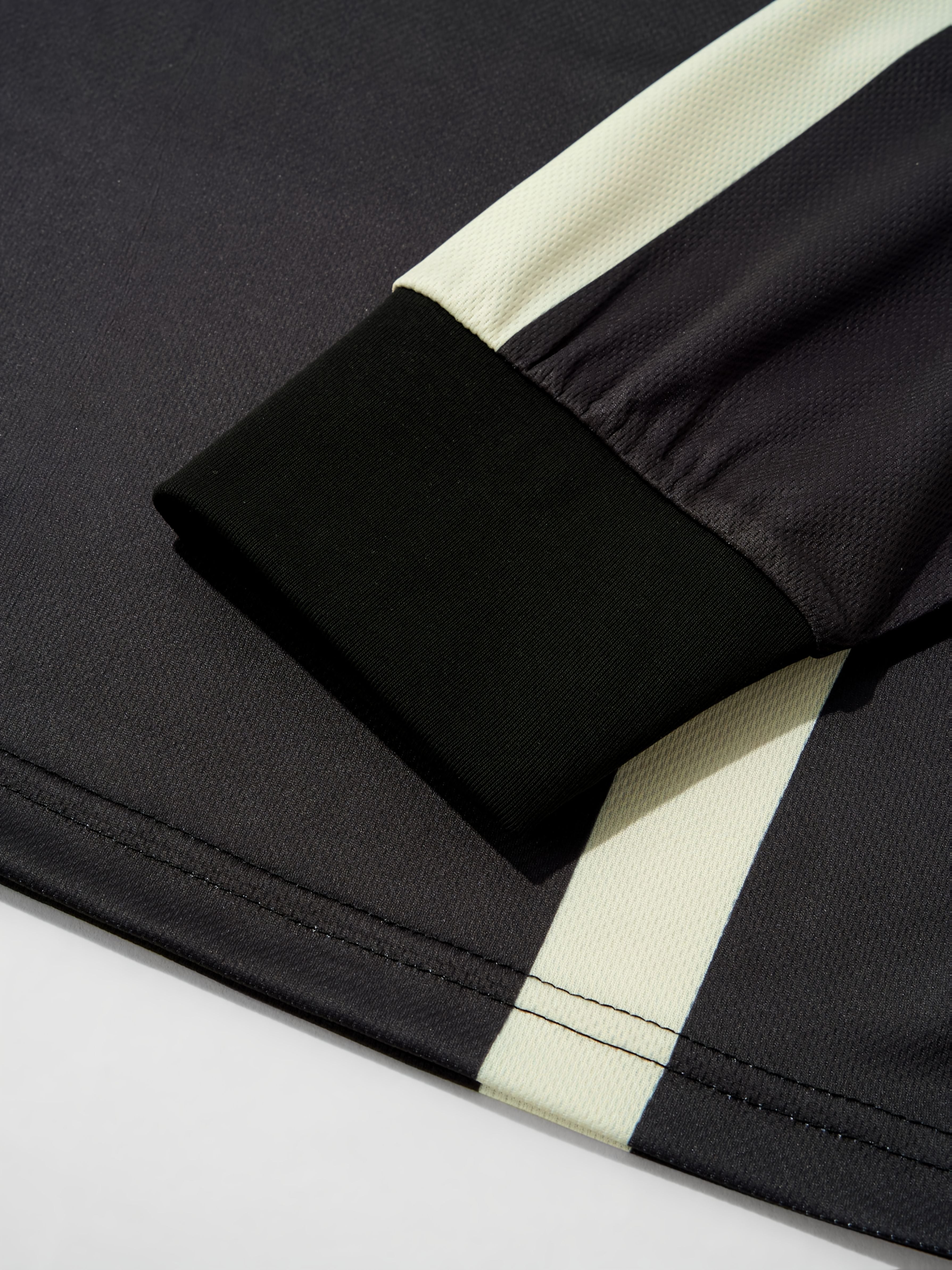 Men'S Casual Polyester Long Sleeve T-Shirt with "COMET" Print, Black & White Striped Design, Loose Fit, Sweetheart Neckline, Non-Stretch Fabric, Perfect for Spring, Summer, and Fall, Casual Wear | Sporty Casualwear | Polyeste