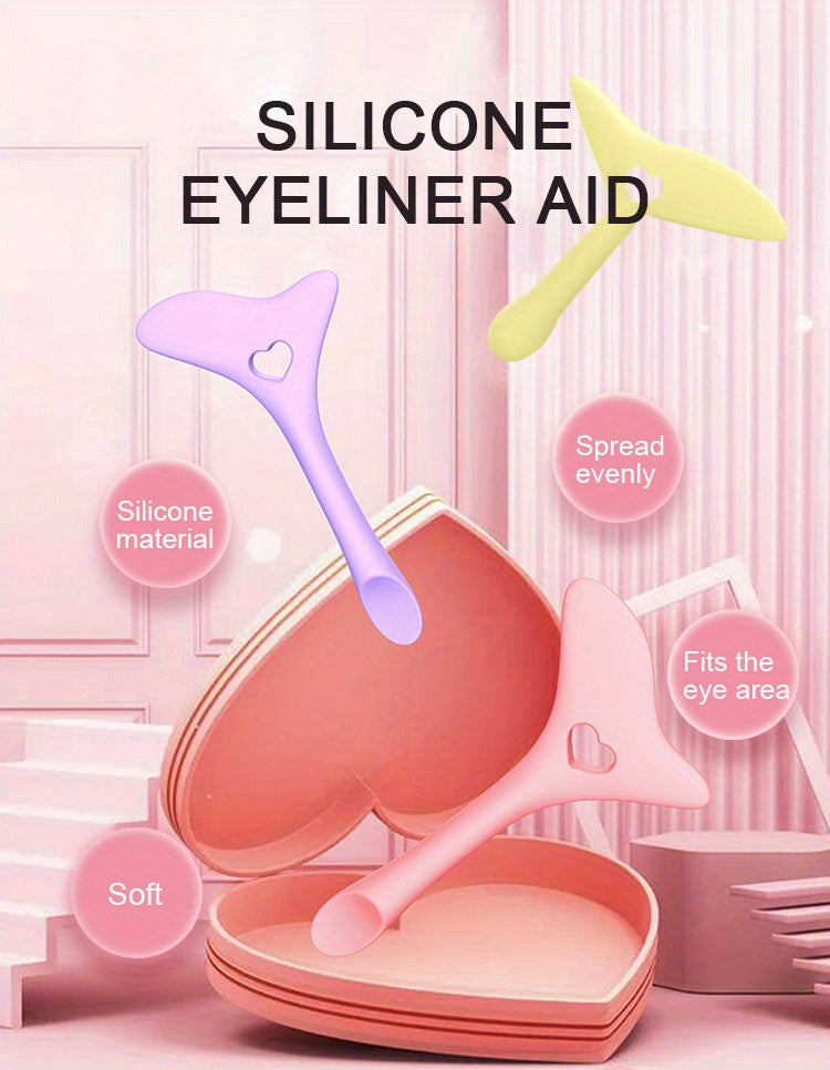 Pochoir en silicone pour eye-liner (1 pièce), outil de maquillage pour dessiner des traits précis, gabarit réutilisable, moule à eye-liner pour application rapide, accessoires de salle de bain