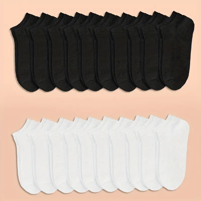 10/20/40 Pairs Of Men's Simple Solid Liner Anklets Socks, Comfy Breathable Soft Sweat Absorbent Socks For Men's Outdoor Wearing