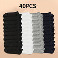 10/20/40 Pairs Of Men's Simple Solid Liner Anklets Socks, Comfy Breathable Soft Sweat Absorbent Socks For Men's Outdoor Wearing