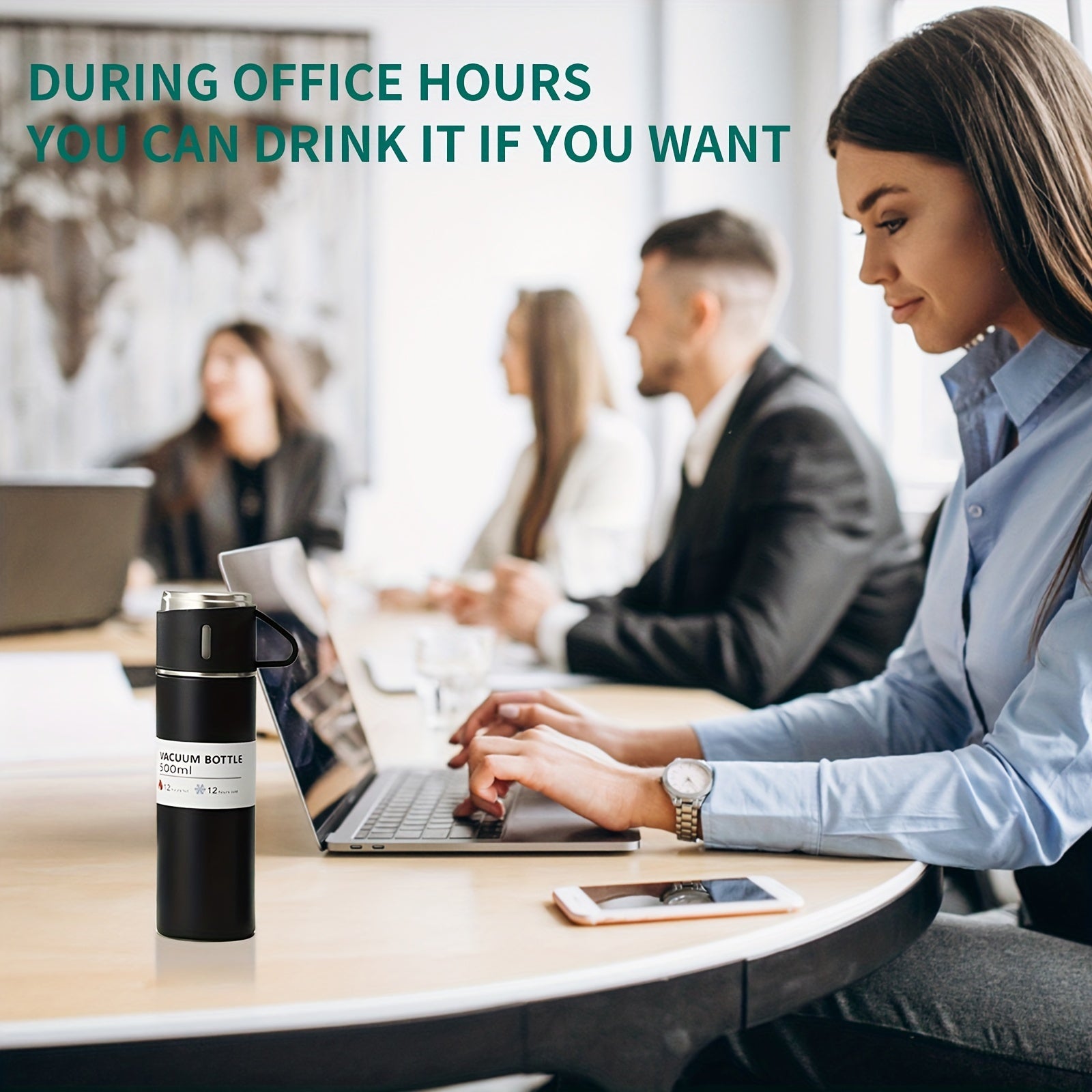 Stainless Steel Vacuum Flask Set - 16.9oz Insulated Travel Mug with Lid, Keeps Drinks Hot or Cold for Hours, Perfect for Outdoor Activities & Office Use, Business, Water Bottles, Leisure