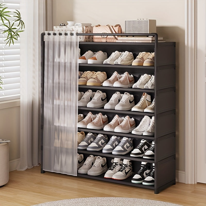 1 Set - Dustproof Foldable Shoe Display Rack with Non-Slip Base, Easy to Clean, Multi-Layer Storage Shelf for Shoes and Accessories
