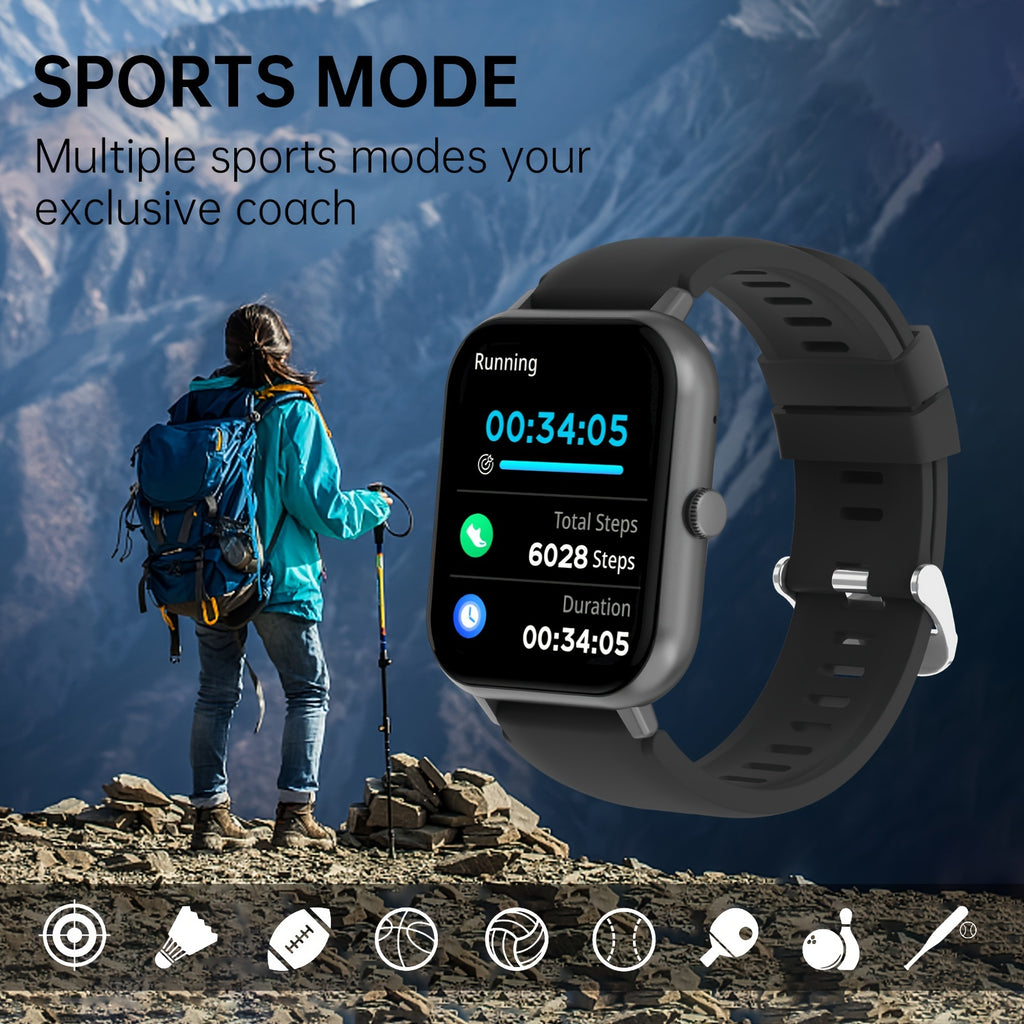 GWENLAND Smartwatch for Men & Women - 4.65cm Full Touch Screen, Android/for iPhone Compatible, High Quality, 100+ Exercise Modes, Pedometer, Distance, Calories, Stopwatch & Weather Updates, Rechargeable Lithium Battery, Casua
