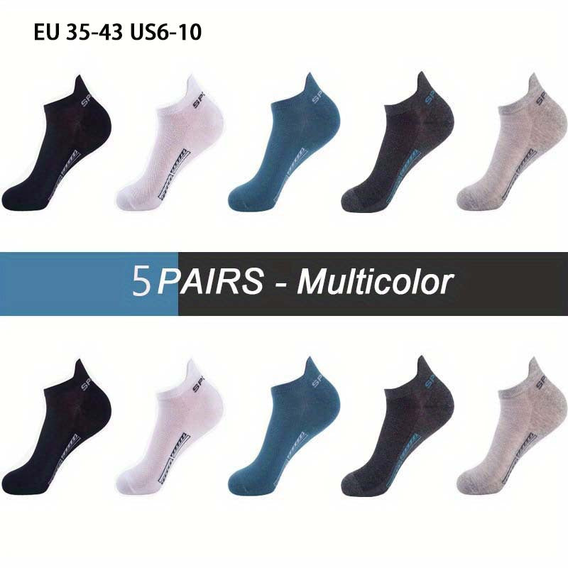 5Pairs High Quality Ankle Socks Breathable Sports Socks Mesh Casual Athletic Summer Thin Cut Short Sokken