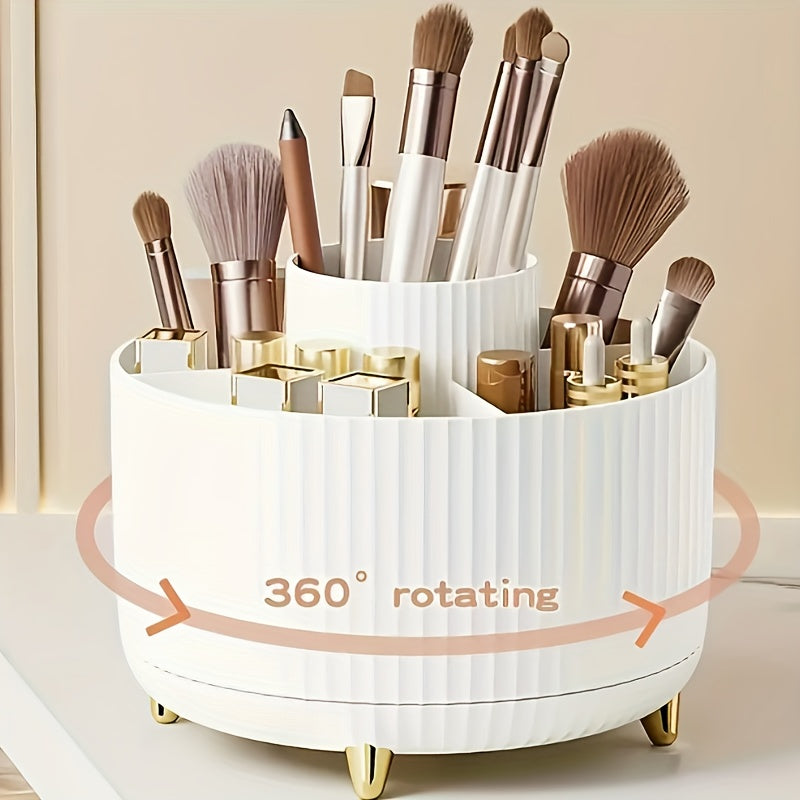 Rotating Makeup Organizer, 360 Degree Rotation, Minimalist Design, High-Gloss ABS Plastic, Perfect for Bedroom, Vanity, Bathroom Storage