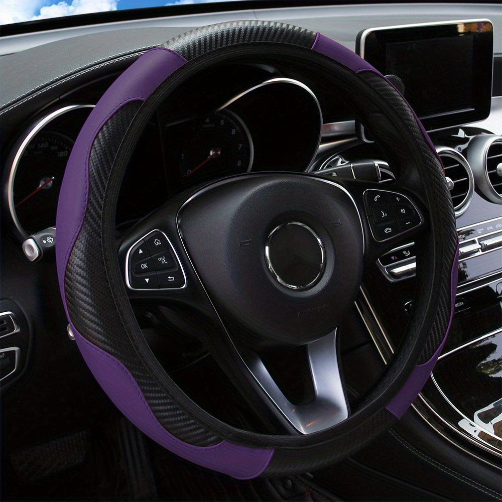 No Inner Ring Car Steering Wheel, Set Carbon Fiber PU Leather Wear-resistant Non-slip 37.01-38.0cm Car Accessories