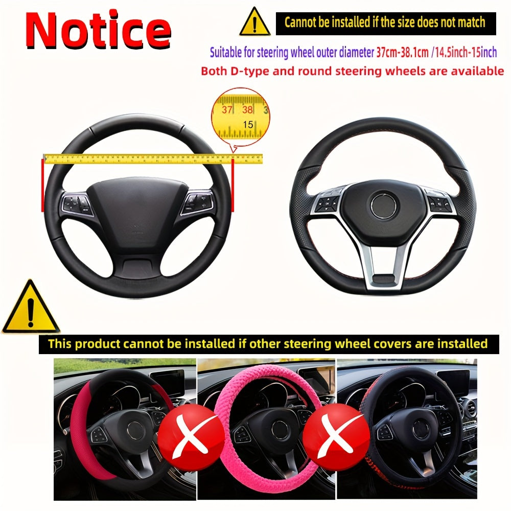 No Inner Ring Car Steering Wheel, Set Carbon Fiber PU Leather Wear-resistant Non-slip 37.01-38.0cm Car Accessories