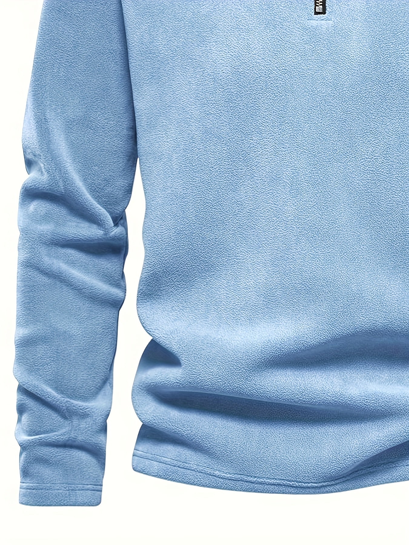 Men's Thermal Half-Zip Sweater Jacket with Round Neck & Collar - Winter Warm Full-Zip-like Zipper (Half-Zip) Closure, Machine Washable Casual Coat for Office & Outdoor, Dark Blue/Burgundy Label-Compatible (No Bulk Layering Ne