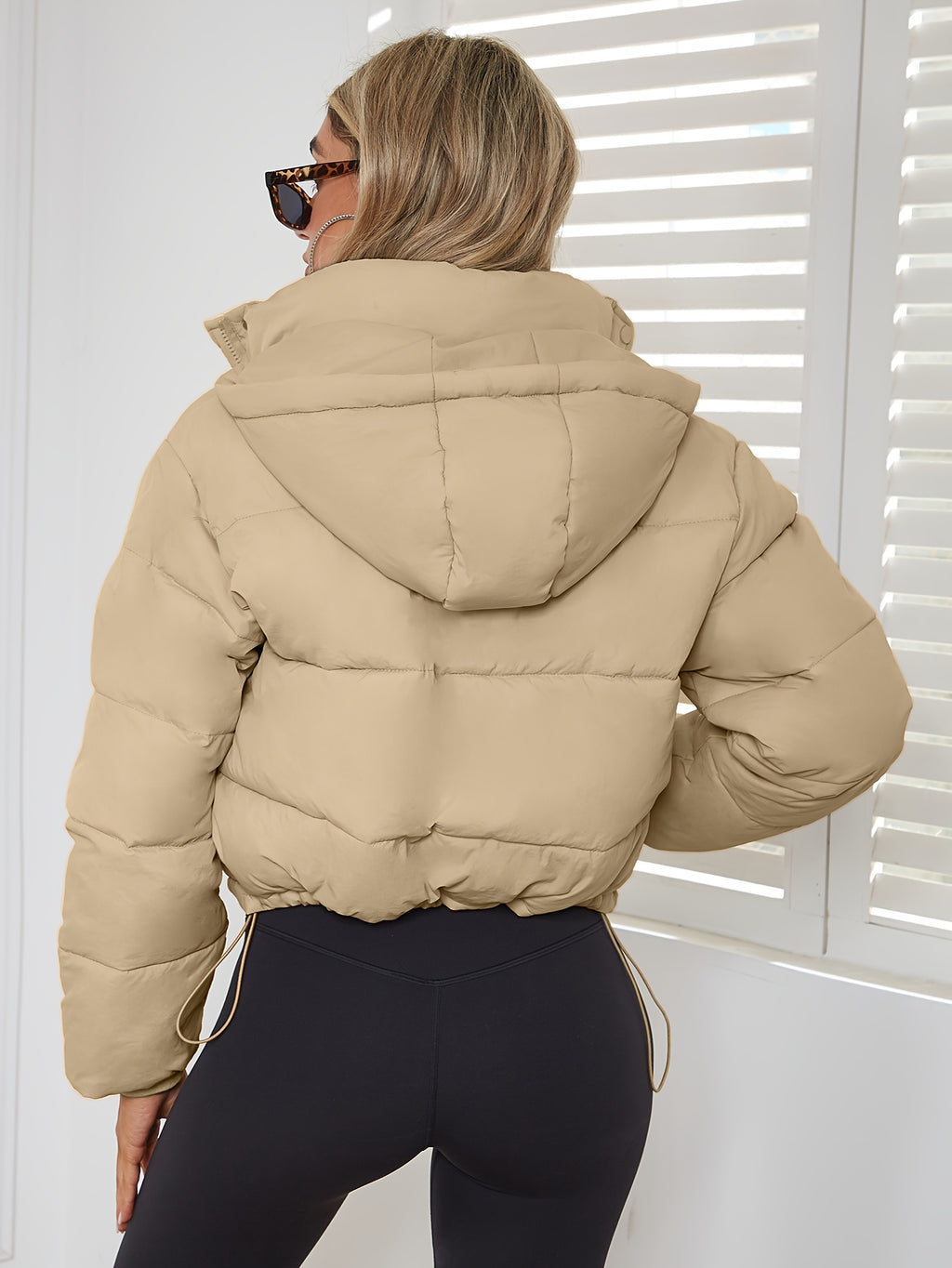 New Women's Jacket Hooded Warm Coat with Drawstring Design, Short Casual Fashion Padded Coat