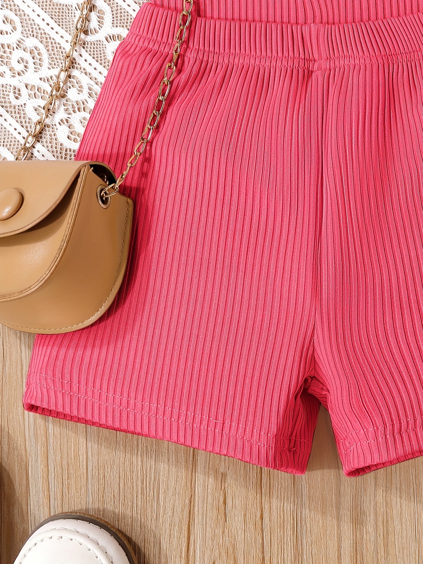 2pcs Toddler Girls Letter "MAMA'S MINI" Graphic Cami Top & Elastic Waist Shorts Set Kids Summer Outdoor Clothes