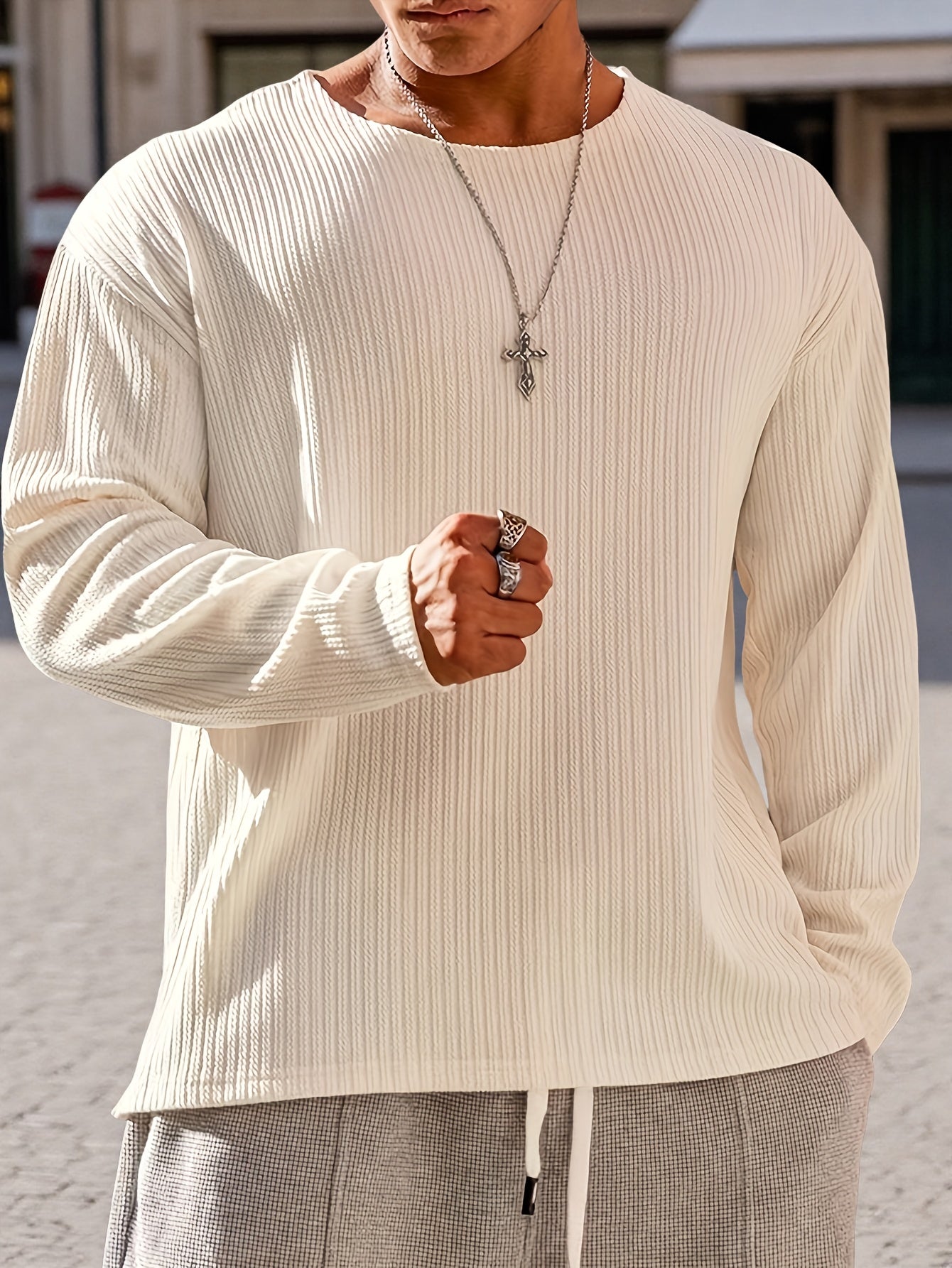 Men's Loose Fit Pullover Sweater, Autumn/Winter 2025 New Style Round Neck Knitted Casual Sportswear Top