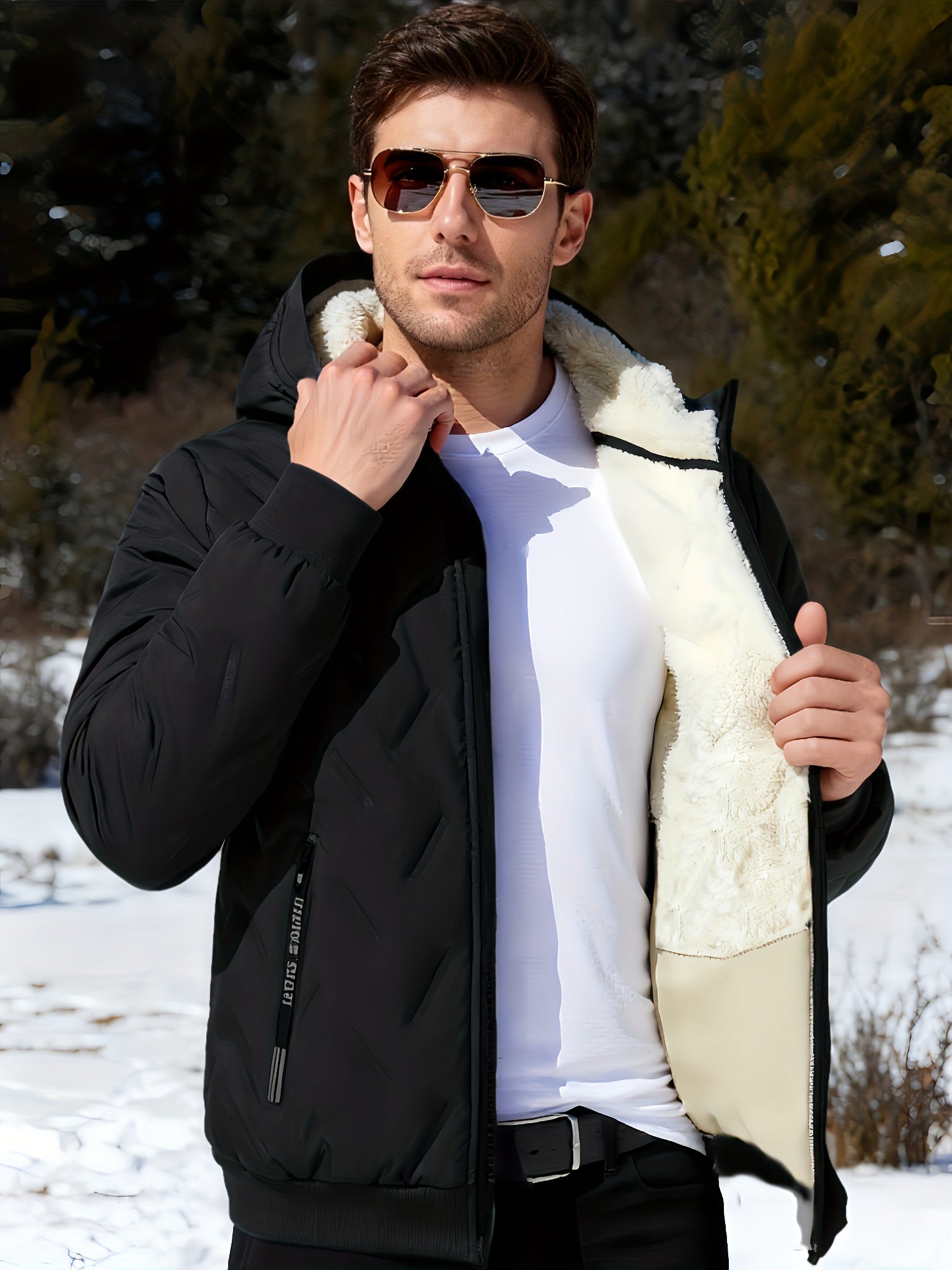 Veste polaire à capuche pour homme | Épaisse, coupe-vent, confortable, décontractée, ultra chaude et anti-froid avec doublure en velours d'agneau