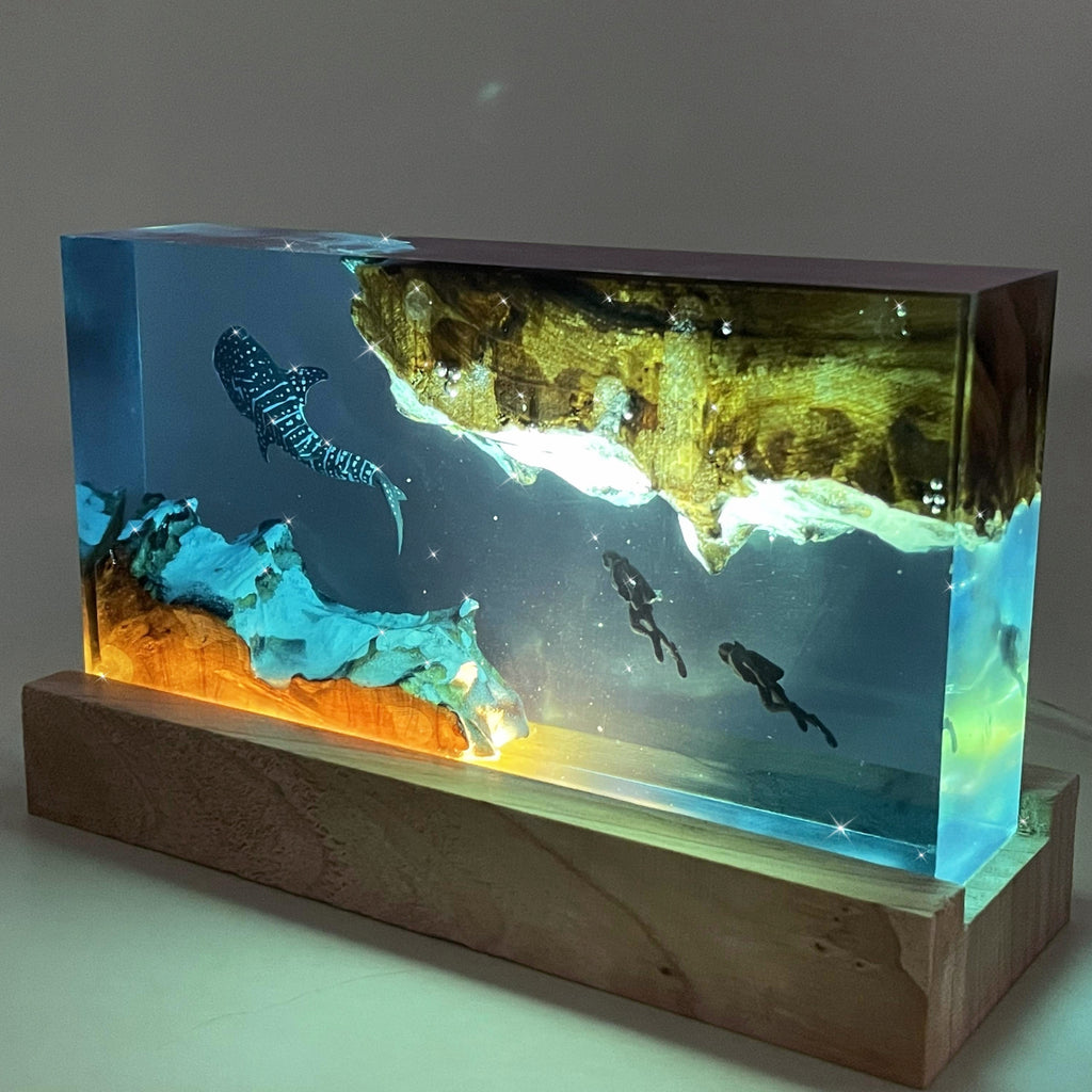 1pc Whale Resin Lamp, Handmade Home Decor Bedside Lamp, Unique Resin Lighting For Bedside Table, Nightstand Decorations For Bedroom, Best Gift For Everyone