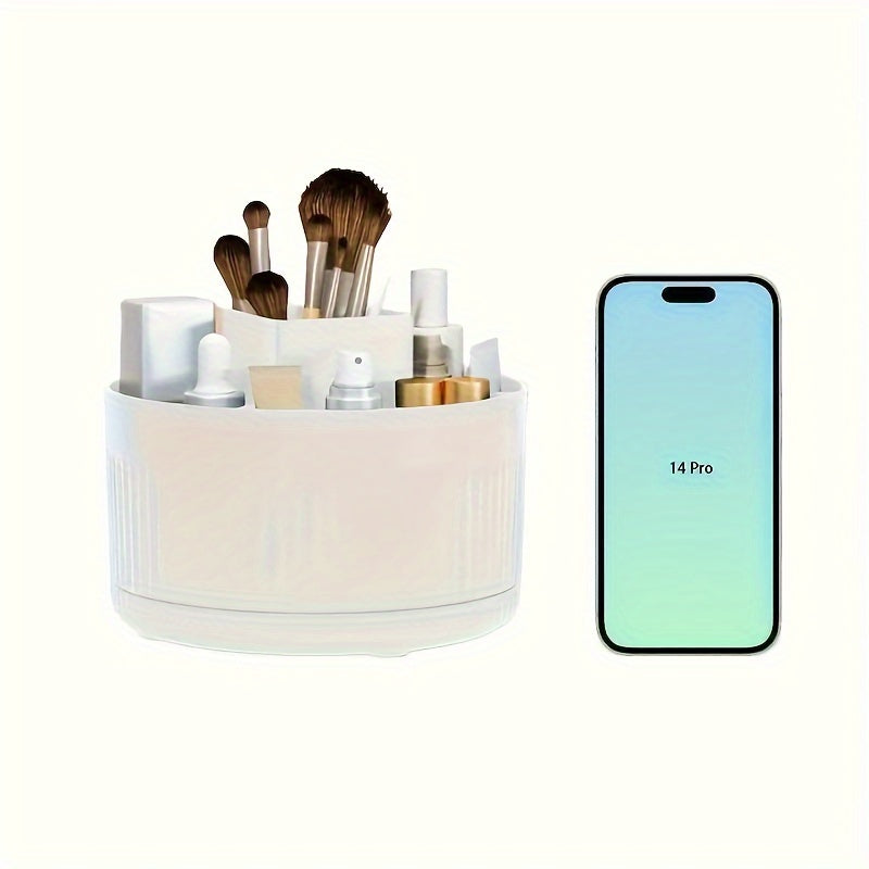 Rotating Makeup Organizer, 360 Degree Rotation, Minimalist Design, High-Gloss ABS Plastic, Perfect for Bedroom, Vanity, Bathroom Storage