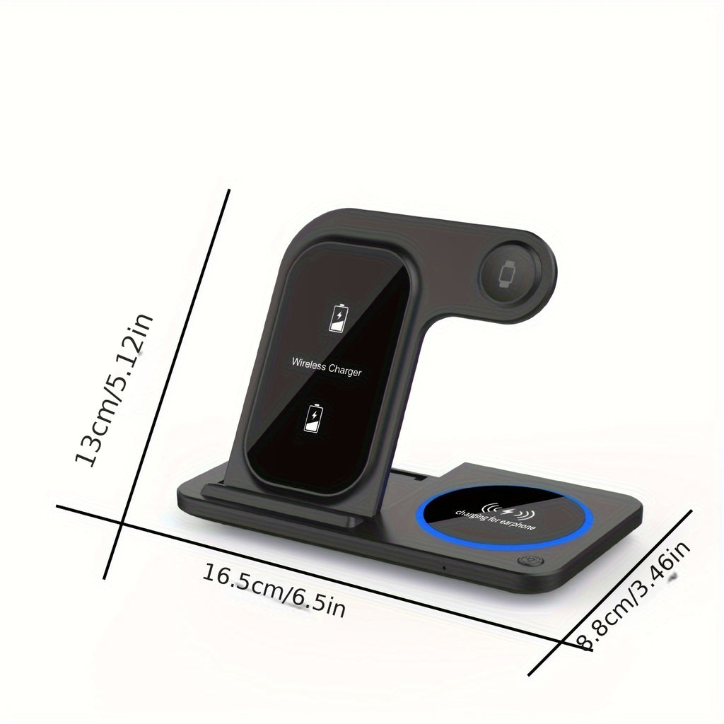 A 3-In-1 Foldable Wireless Charging Station That Quickly Charges Iphones 17 Through 8, Including Pro, Max, Mini, And SE Models, As Well As Various for iwatch And for airpods Versions, Phone Holder For Desk, Phone Stand For De