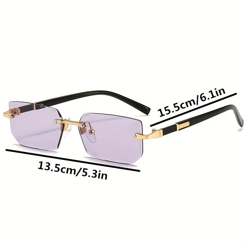 Rimless Rectangle Fashion Metal Shades Eyeglasses Small Glasses Women Travel Eyewear fashion glasses