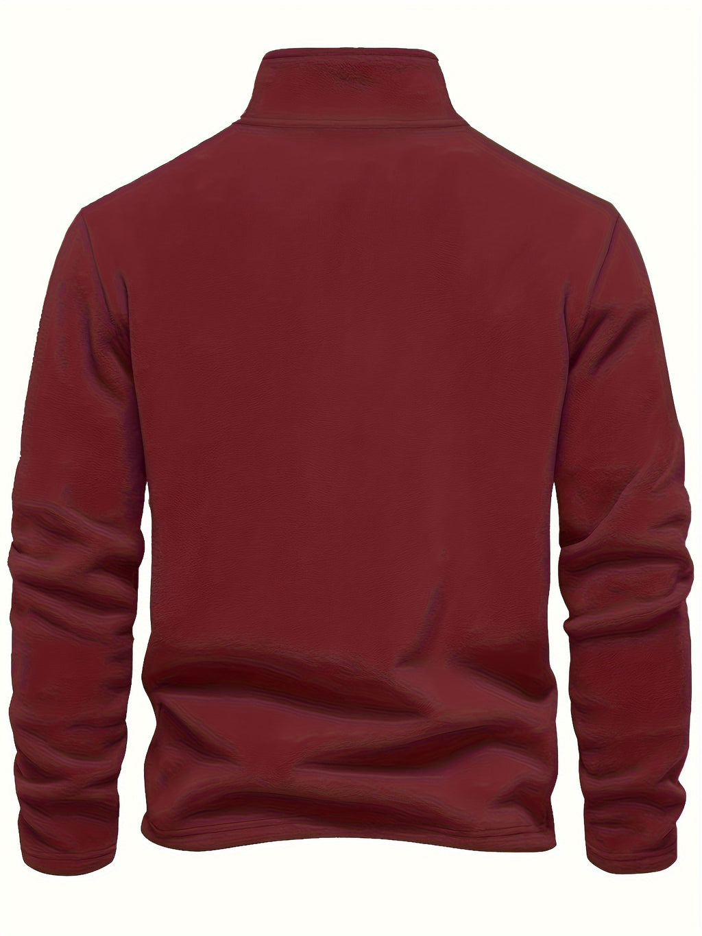 Men's Thermal Half-Zip Sweater Jacket with Round Neck & Collar - Winter Warm Full-Zip-like Zipper (Half-Zip) Closure, Machine Washable Casual Coat for Office & Outdoor, Dark Blue/Burgundy Label-Compatible (No Bulk Layering Ne