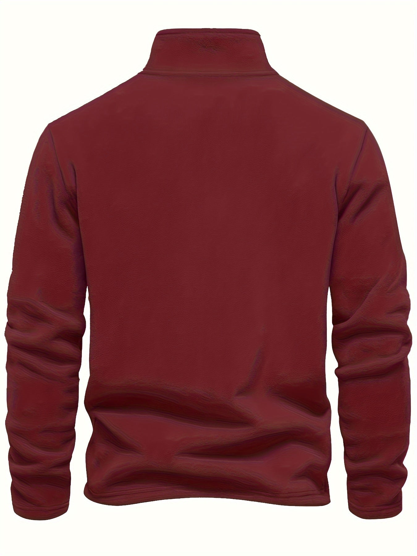 Men's Thermal Half-Zip Sweater Jacket with Round Neck & Collar - Winter Warm Full-Zip-like Zipper (Half-Zip) Closure, Machine Washable Casual Coat for Office & Outdoor, Dark Blue/Burgundy Label-Compatible (No Bulk Layering Ne