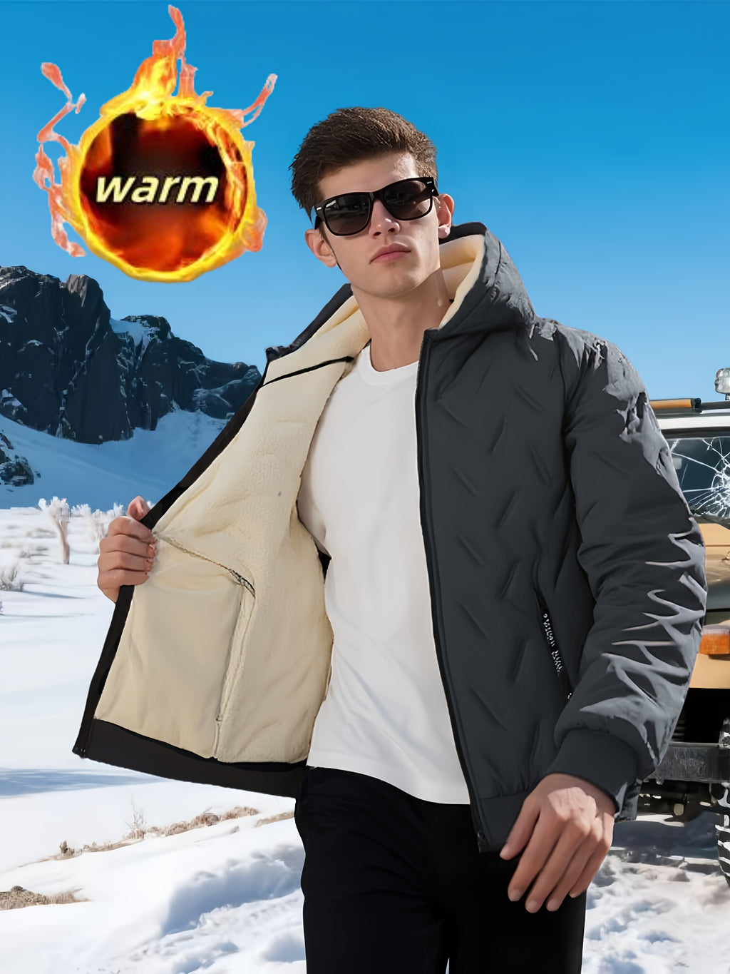 Men'S Hooded Fleece Jacket | Thickened, Windproof, Comfortable, Casual, Super Warm Anti-Cold with Lamb Velvet Lining and Lining