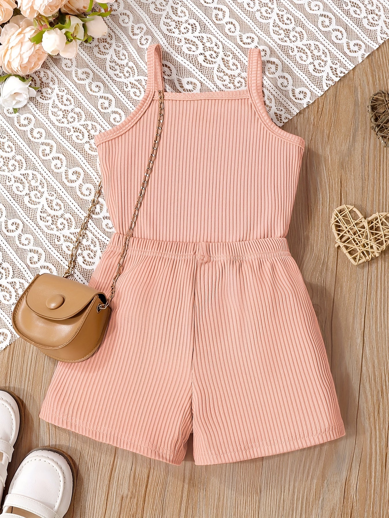 2pcs Toddler Girls Letter "MAMA'S MINI" Graphic Cami Top & Elastic Waist Shorts Set Kids Summer Outdoor Clothes
