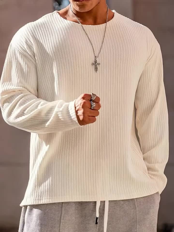 Men's Loose Fit Pullover Sweater, Autumn/Winter 2025 New Style Round Neck Knitted Casual Sportswear Top