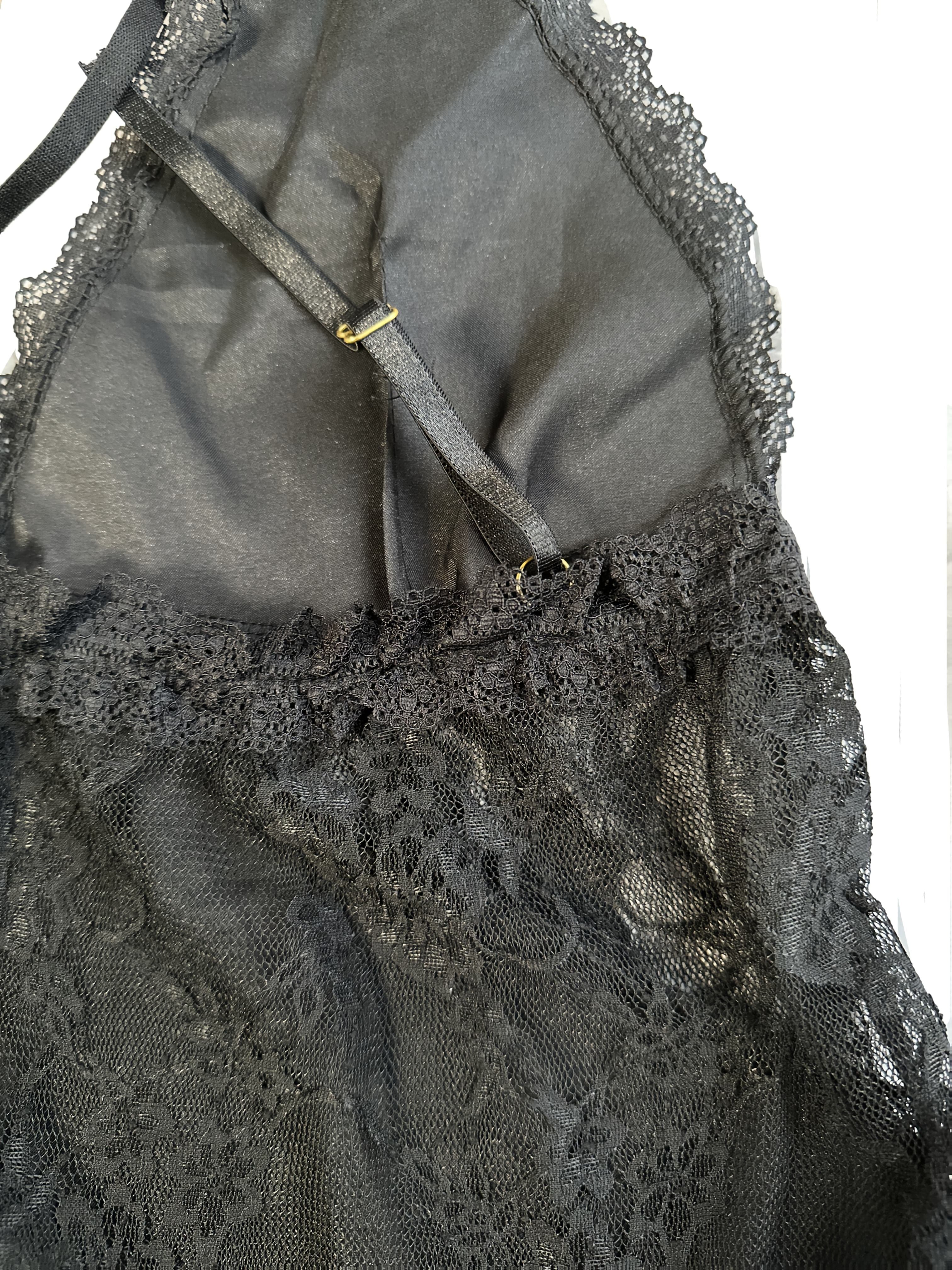 [Sexy Camisole Nightgown] Sexy Low-Neck Camisole Nightgown | European and American Women's Sleep Dress with Contrast Lace