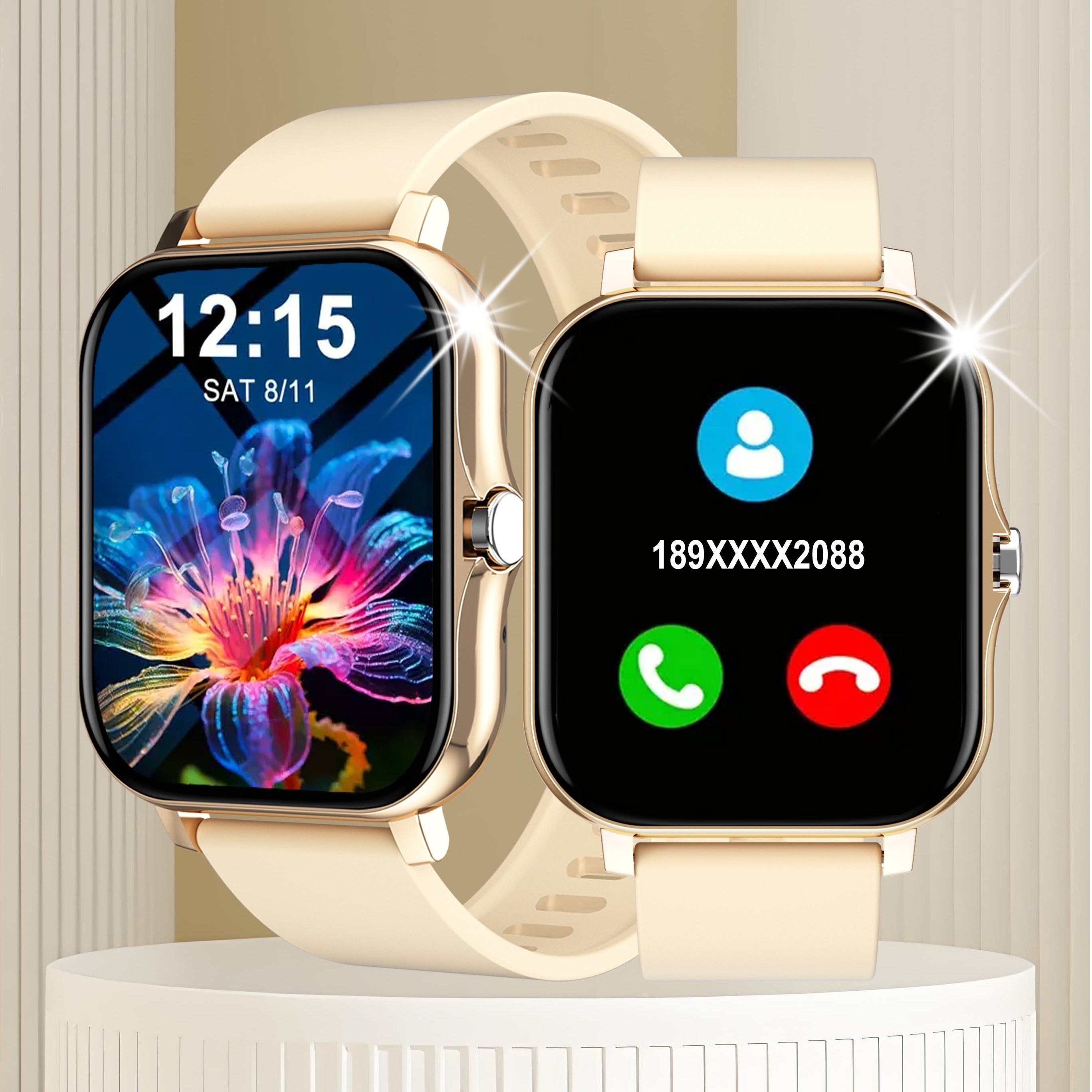 Nouveauté 2024 : Montre connectée sport et outdoor unisexe avec écran tactile 1,83 pouce et double bracelet. Permet de passer et recevoir des appels, suivi des calories brûlées, notifications d'appels, connexion sans fil pour Android.