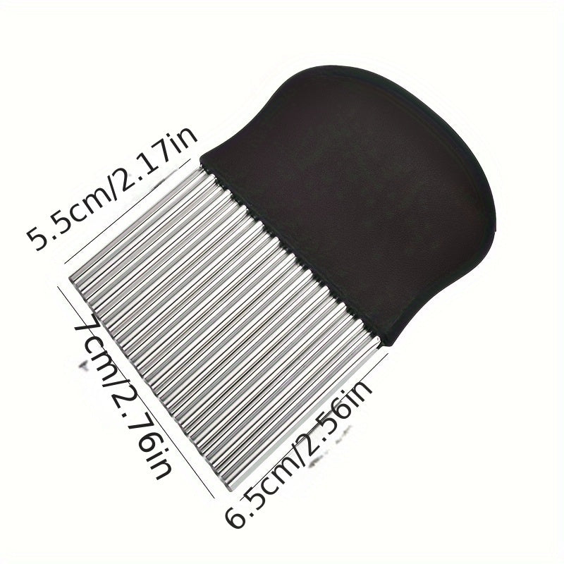 1pc, Crinkle Cutter, Wavy Chopper Knife, Upgraded Metal Crinkle Knife, Safety Kitchen French Fry Chip Cutter, Wavy Slicer For Fruit Vegetable Salad Carrot Potato Fries, Kitchen Tools, Cheap Stuff