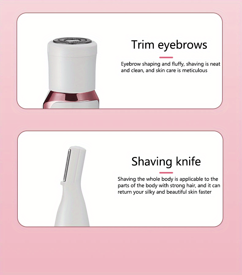 4in 1 Women's Electric Hair Remover/Women's Multi-Function Electric Hair Remover Set/Women's Bikini Trimmer/USB Rechargeable/Hair Remover for Eyebrows, Nose, Face, Legs, / Portable, Gentle, Women's Gift, Mother's Day Gift