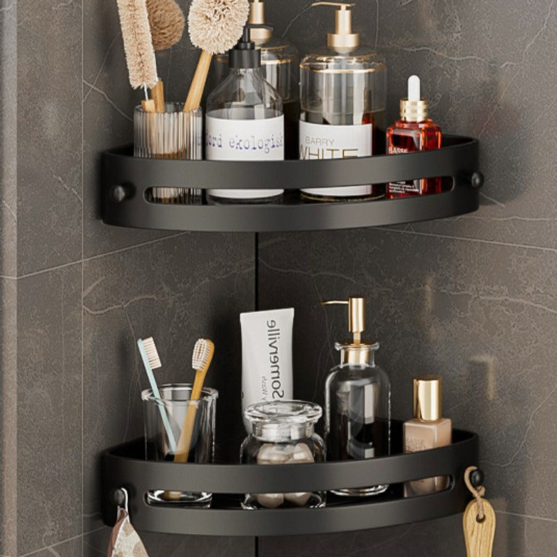 2pcs Modern No-Drill Corner Shelves - Durable ABS Bathroom Storage Racks for Sink, Toilet & Shower Organization