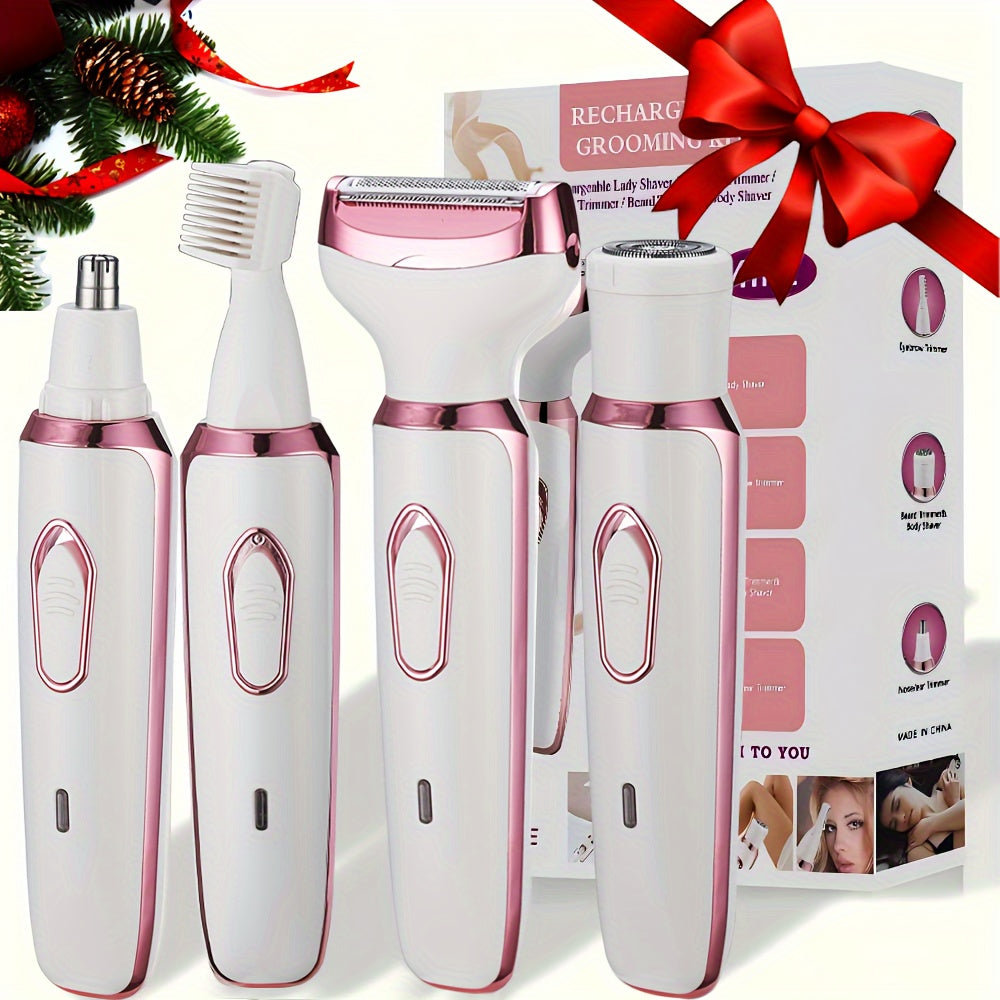 4in 1 Women's Electric Hair Remover/Women's Multi-Function Electric Hair Remover Set/Women's Bikini Trimmer/USB Rechargeable/Hair Remover for Eyebrows, Nose, Face, Legs, / Portable, Gentle, Women's Gift, Mother's Day Gift