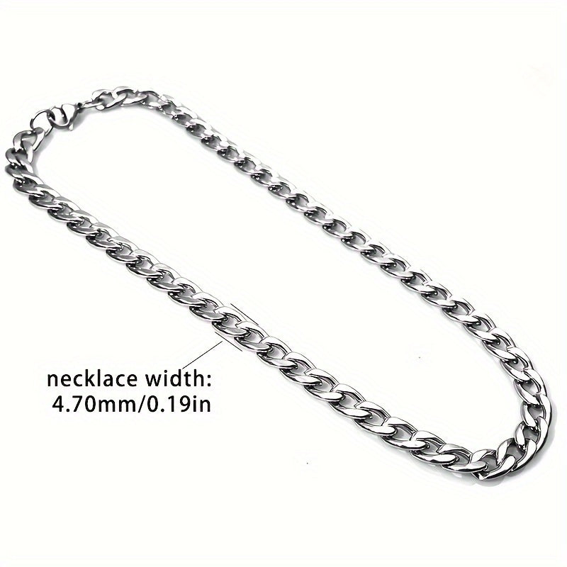 Stainless Steel Chain Necklace, Unisex Hip Hop Cuban Neck Chain Necklaces