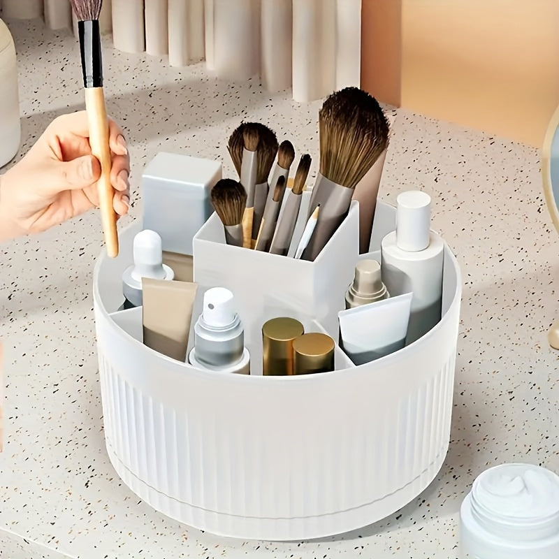 Rotating Makeup Organizer, 360 Degree Rotation, Minimalist Design, High-Gloss ABS Plastic, Perfect for Bedroom, Vanity, Bathroom Storage