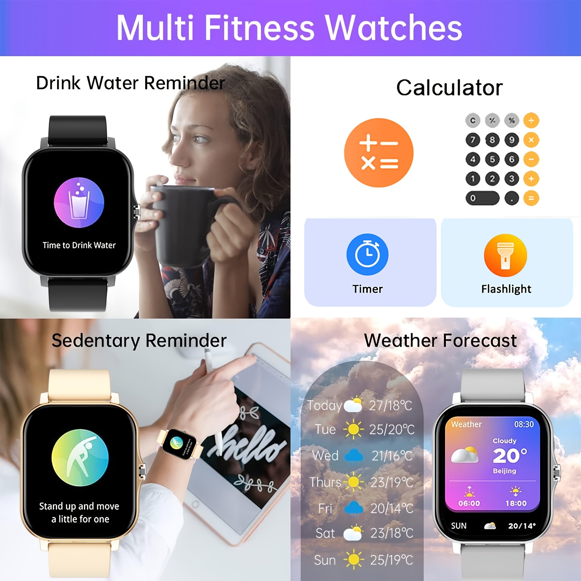 HOT 2024 New 1.83 Inch Touch Dual Strap Men's And Women's Sports Outdoor Smart Watch, Can Make/receive Calls, Step Calorie Exercise Tracker, Call Information Reminder, Multi-function Smart Watch, Wireless Connection For Andro