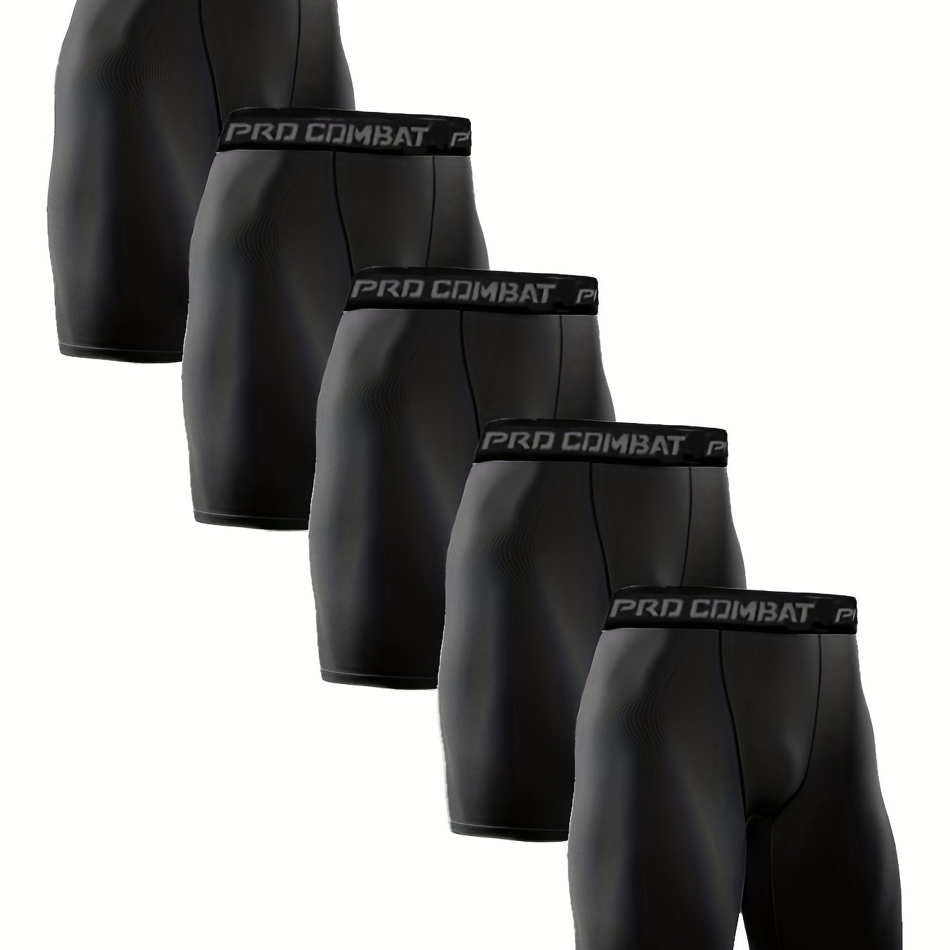 5pcs Men's Sports Fitness Shorts, Breathable Comfy High Elastic Quick Drying Compression Pants For Gym, Men's Fashion Basketball Training Tight Boxer Shorts