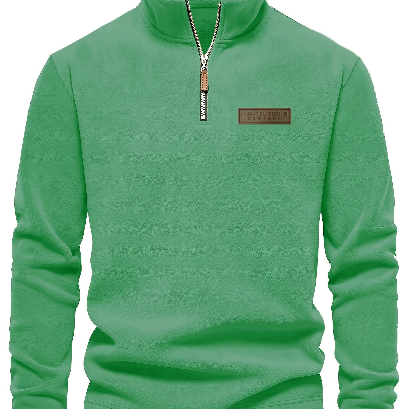 Men's Thermal Half-Zip Sweater Jacket with Round Neck & Collar - Winter Warm Full-Zip-like Zipper (Half-Zip) Closure, Machine Washable Casual Coat for Office & Outdoor, Dark Blue/Burgundy Label-Compatible (No Bulk Layering Ne