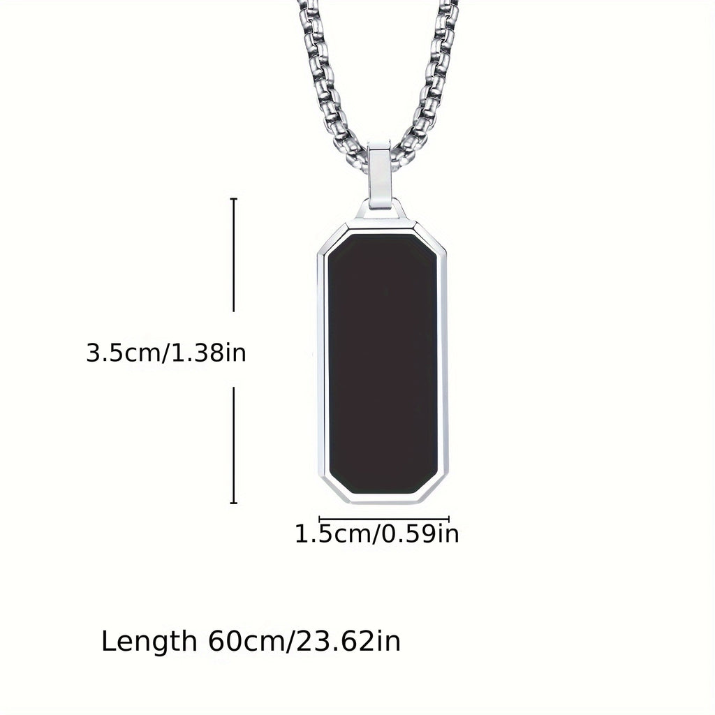 Collier pour homme en acier inoxydable 201, pendentif minimaliste noir effet goutte d'huile, cadeau unique.