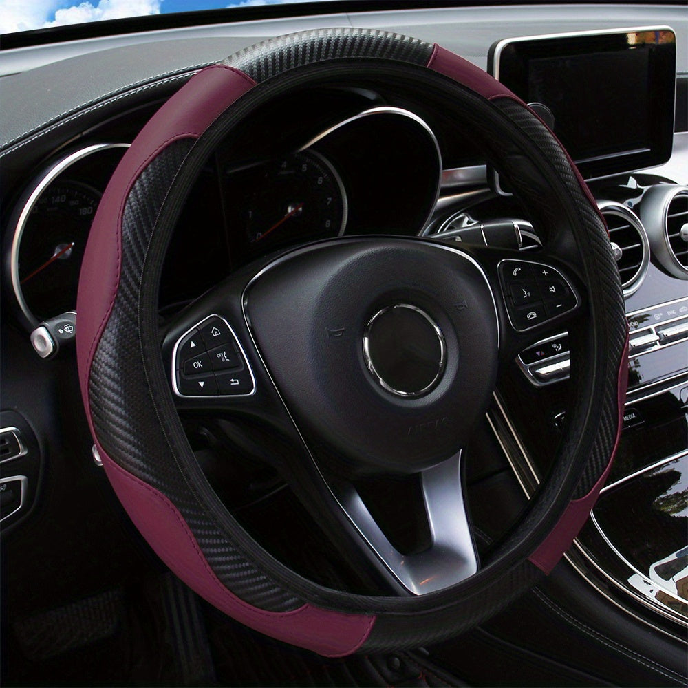 No Inner Ring Car Steering Wheel, Set Carbon Fiber PU Leather Wear-resistant Non-slip 37.01-38.0cm Car Accessories