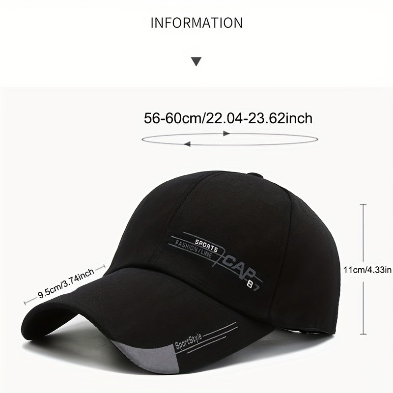 Casquette de baseball pour homme avec protection solaire et imprimé lettres, idéale pour les activités de plein air.
