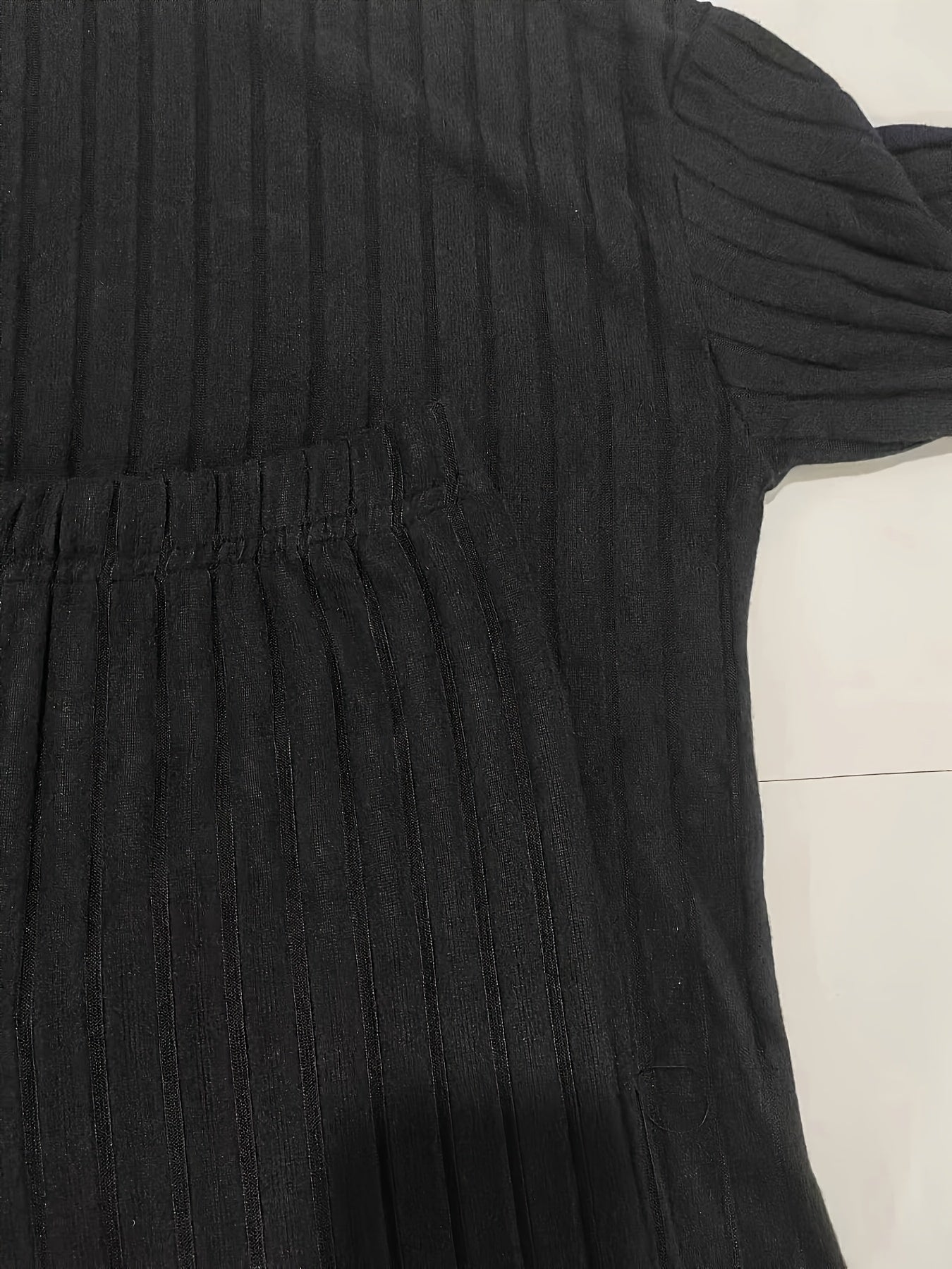 Solid Ribbed Two-piece Set, Casual Mock Neck T-shirt & Wide Leg Pants Outfits, Women's Clothing