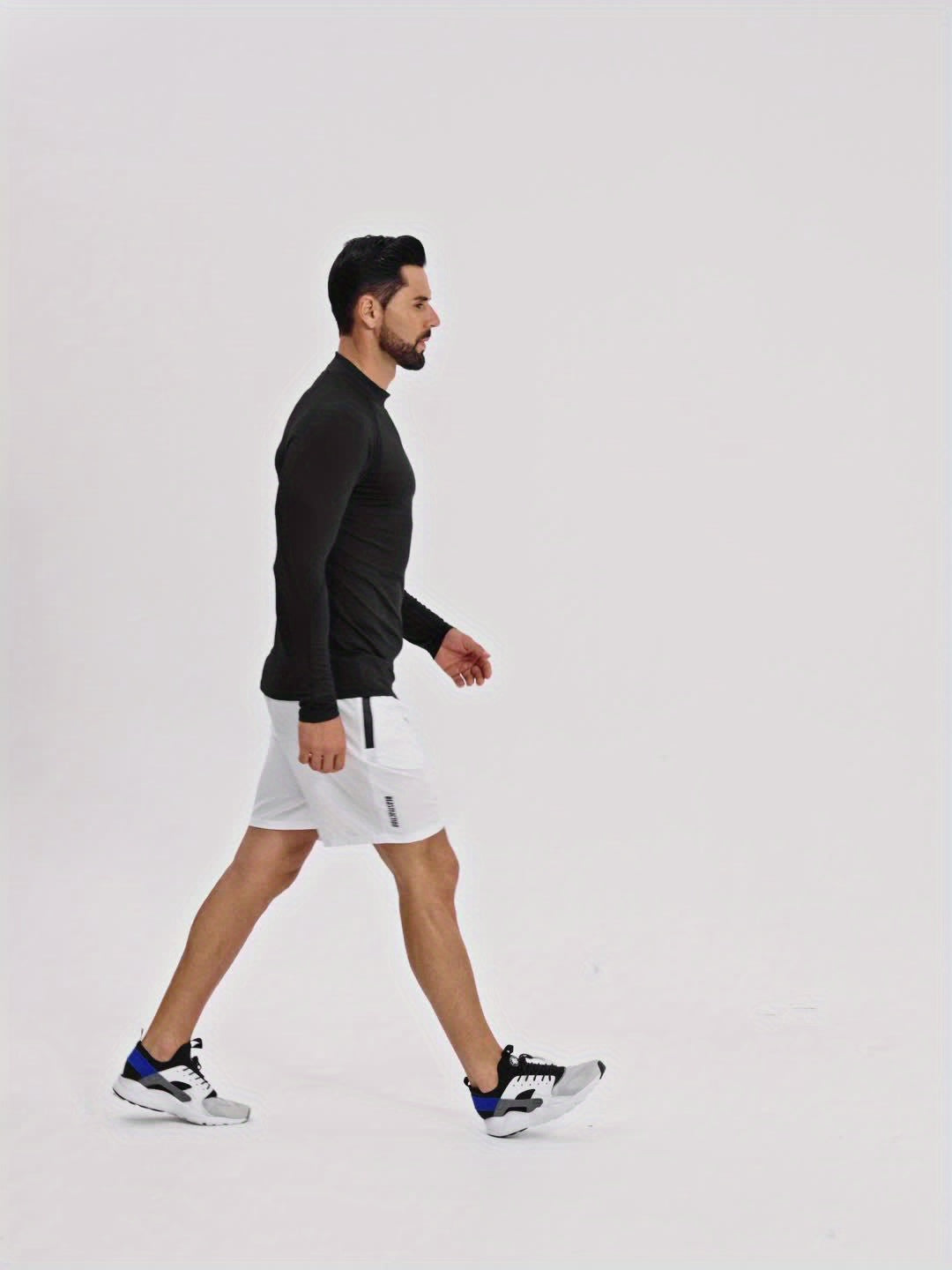 Men'S Fast-Drying Stretchable Fitness Top - High Neck Long Sleeve Training Shirt, Fitted Gym & Boxing Top for Year-Round Use, Moisture-Wicking Sports Performance Wear, Workout Clothes, Training Shirt, Sporty Design, Flexible