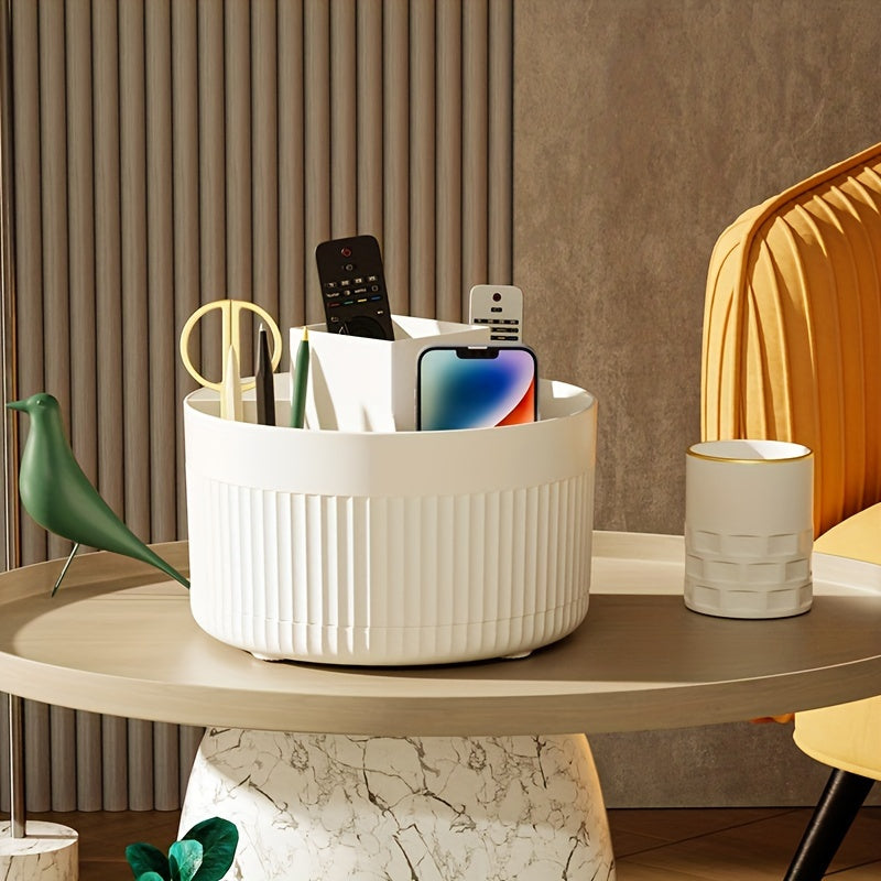 Rotating Makeup Organizer, 360 Degree Rotation, Minimalist Design, High-Gloss ABS Plastic, Perfect for Bedroom, Vanity, Bathroom Storage