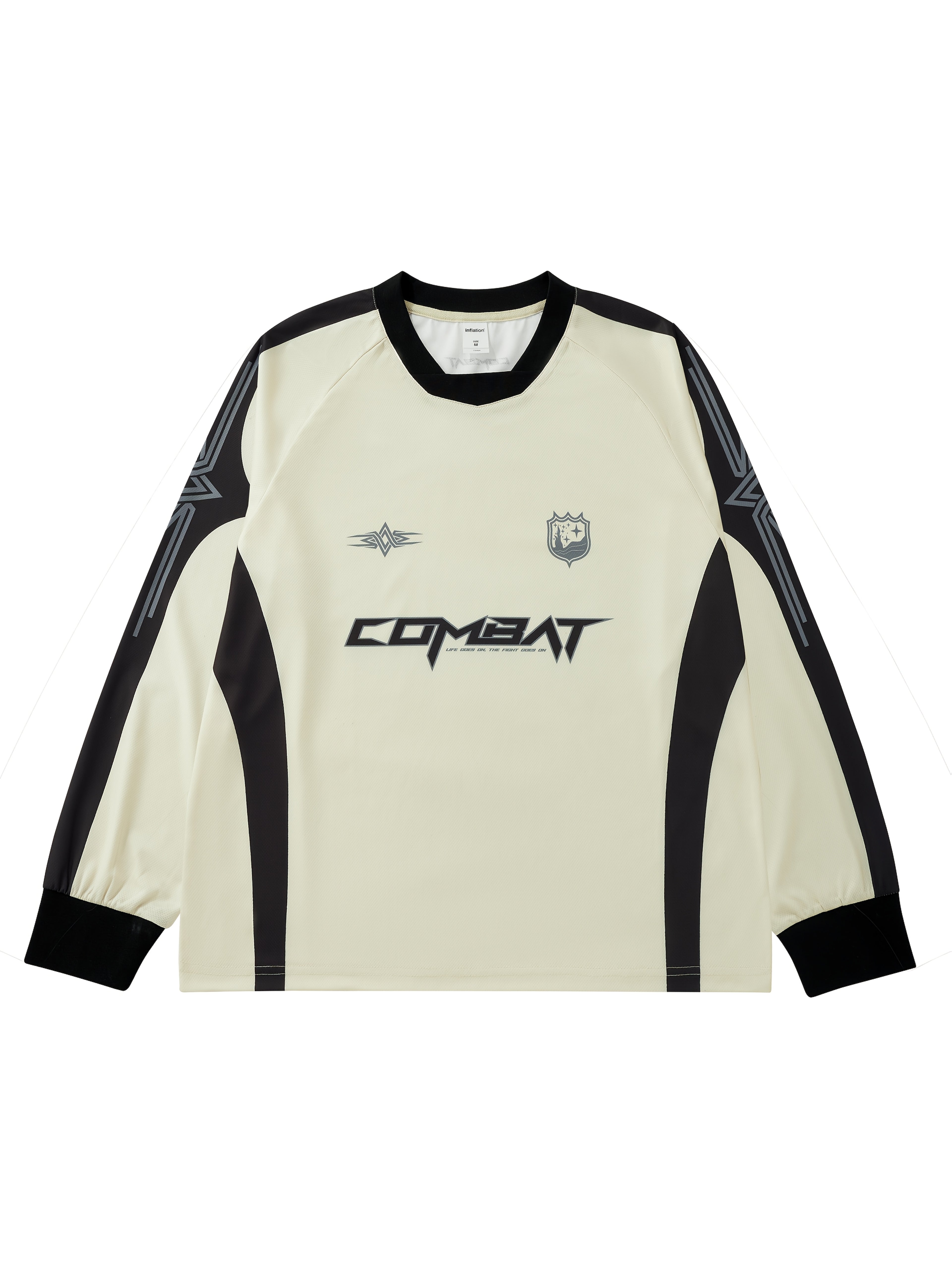 T-shirt homme décontracté à manches longues en polyester avec imprimé « COMET », rayures noires et blanches, coupe ample, encolure cœur, tissu non extensible, idéal pour le printemps, l'été et l'automne, style décontracté | Vêtement sport-chic | Polyester