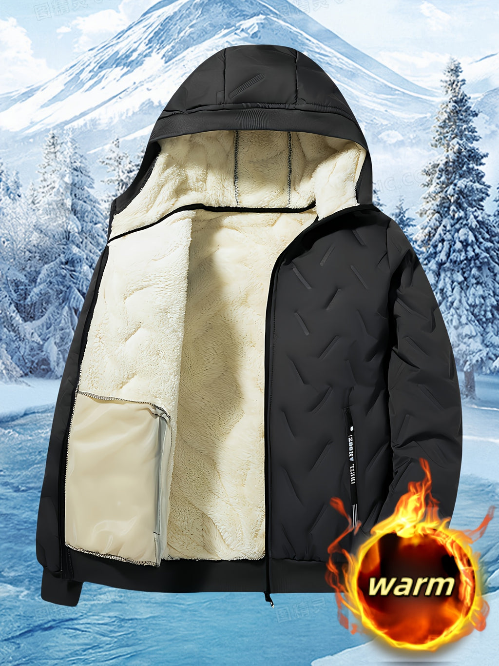 Men'S Hooded Fleece Jacket | Thickened, Windproof, Comfortable, Casual, Super Warm Anti-Cold with Lamb Velvet Lining and Lining