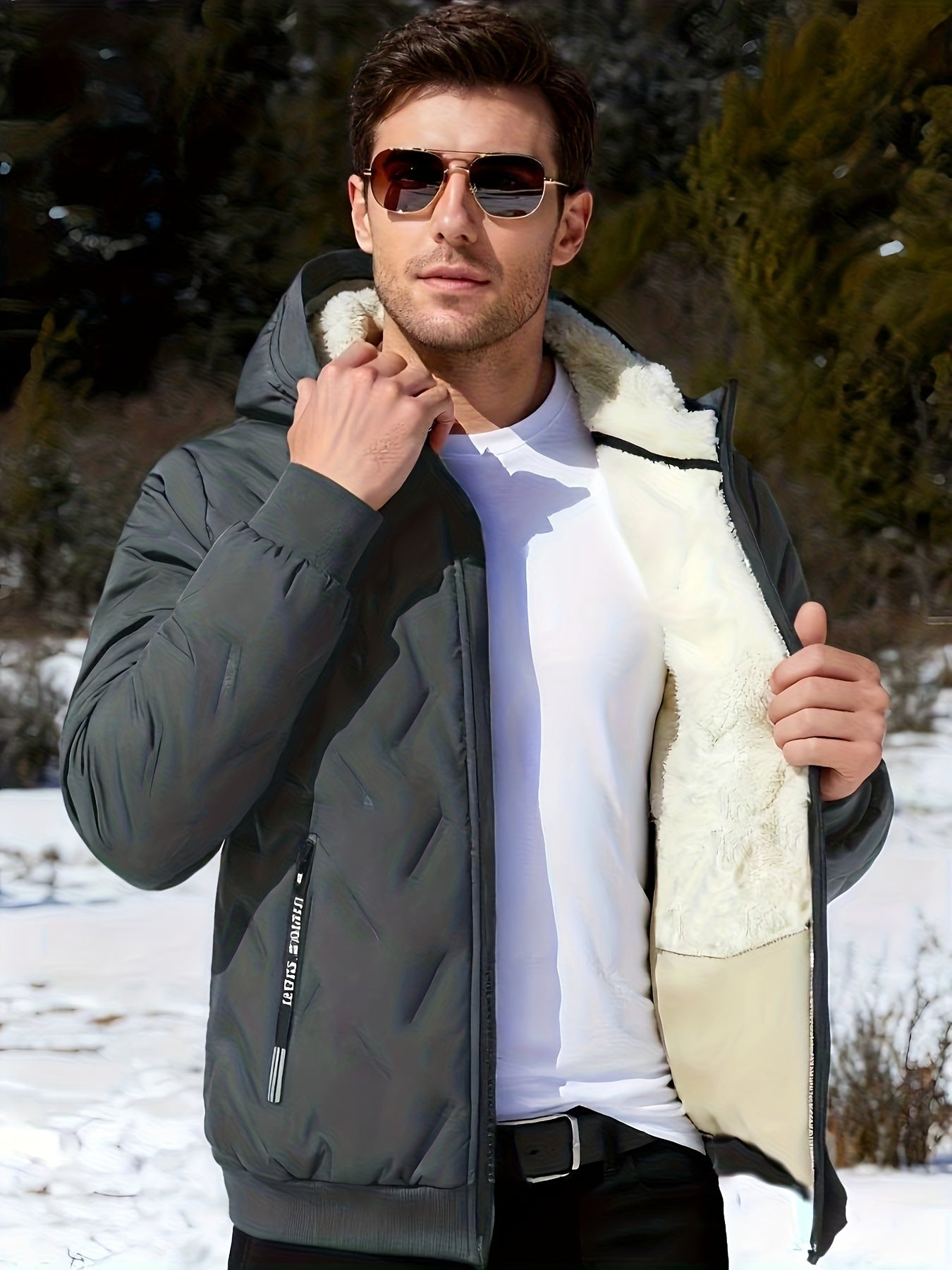 Veste polaire à capuche pour homme | Épaisse, coupe-vent, confortable, décontractée, ultra chaude et anti-froid avec doublure en velours d'agneau