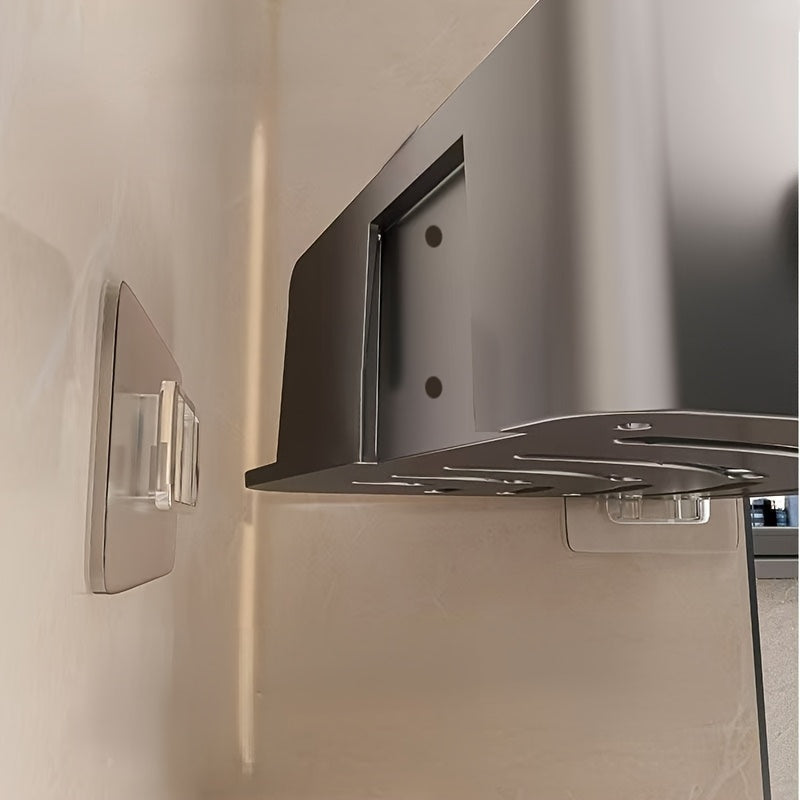 2pcs Modern No-Drill Corner Shelves - Durable ABS Bathroom Storage Racks for Sink, Toilet & Shower Organization