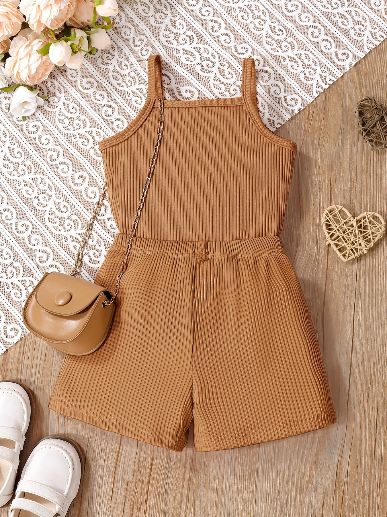 2pcs Toddler Girls Letter "MAMA'S MINI" Graphic Cami Top & Elastic Waist Shorts Set Kids Summer Outdoor Clothes